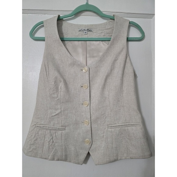 Lillie Rubin Linen Blend Vest Capri Pant Set Size 4 - Picture 2 of 10